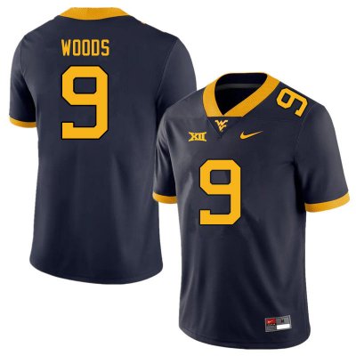 Men's West Virginia Mountaineers NCAA #9 Charles Woods Navy Authentic Nike Stitched College Football Jersey KZ15O56HL